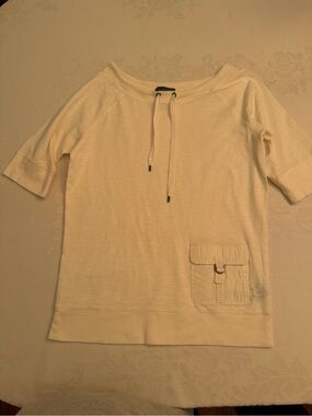 Ralph Lauren Cream Short-Sleeve Pullover with Pocket Detail